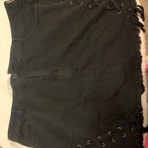 Black jean ripped skirt